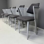 Chaises de salle à manger en métal postmodernes, années 1980