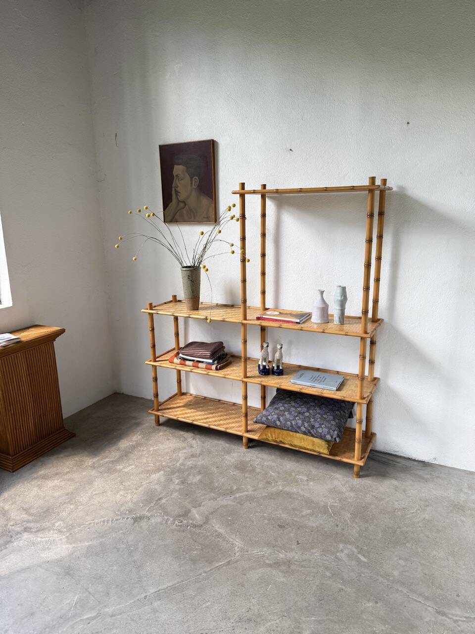 Large rattan shelf 1960