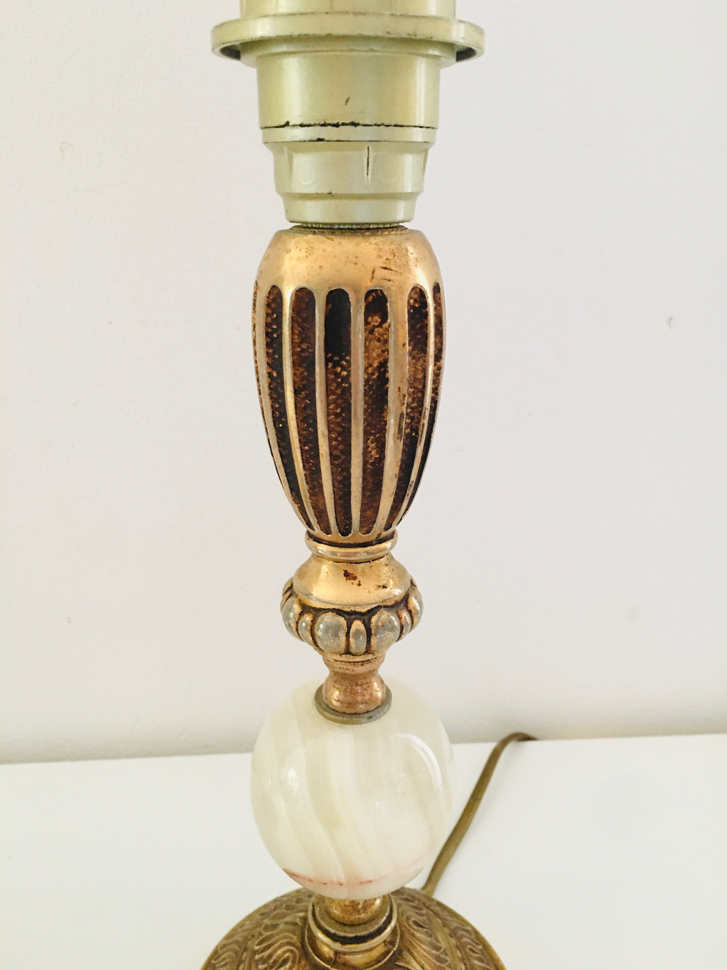 Set of 2 feet of marble brass lamp