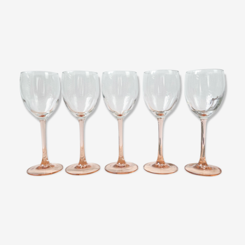 5 glasses of red wine vintage pink foot luminarc model "rosé"