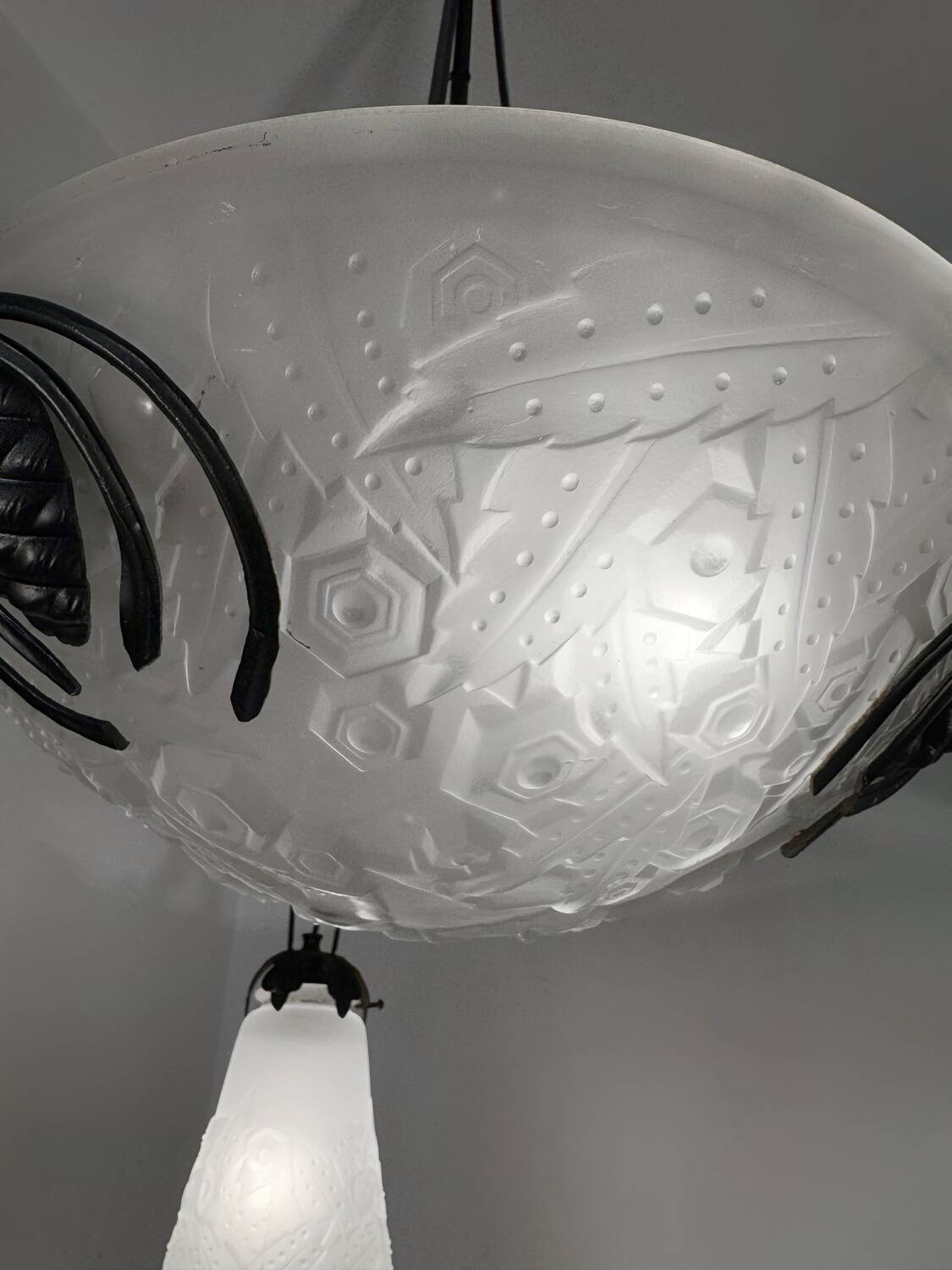 Muller Art Deco glass chandelier