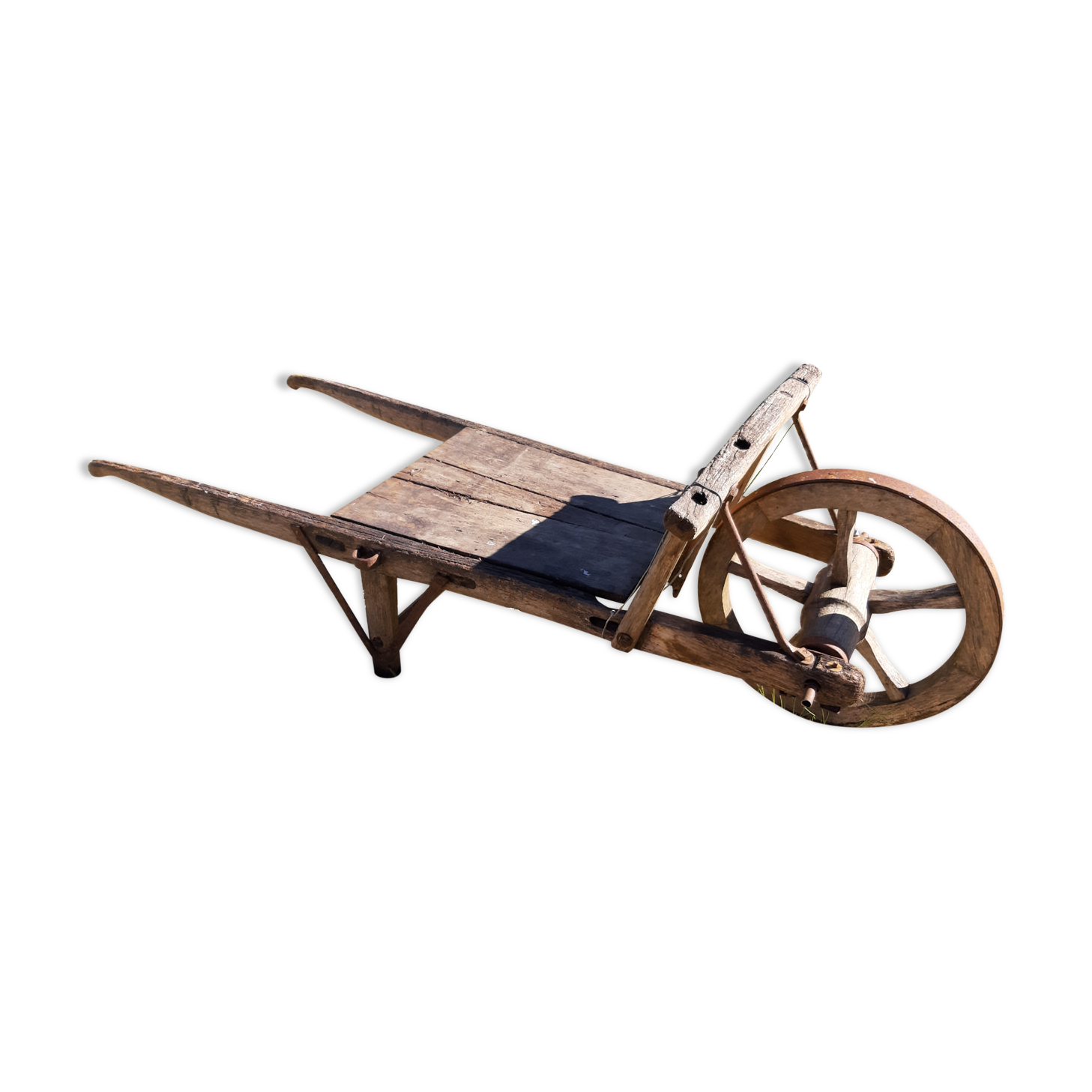 Old wood garden wheelbarrow