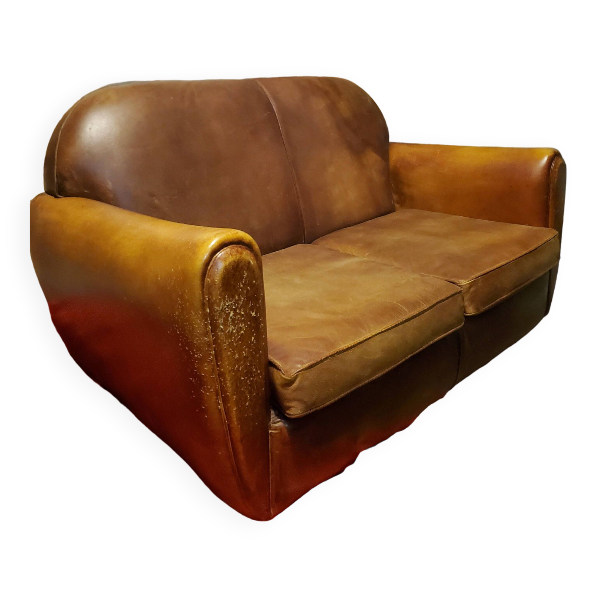 2-seater havana leather bench dimensions (in m): 1.30x0.75x0.75