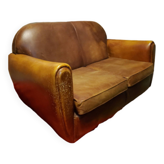 2-seater havana leather bench dimensions (in m): 1.30x0.75x0.75