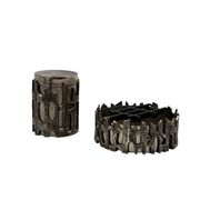 Brutalist top smoking set, ashtray and cigars box, Morbelli Italy 1970