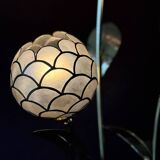 Floral floor lamp in brass and Capiz mother-of-pearl, 1970