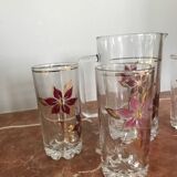 Orangeade service from the 70s with flowers