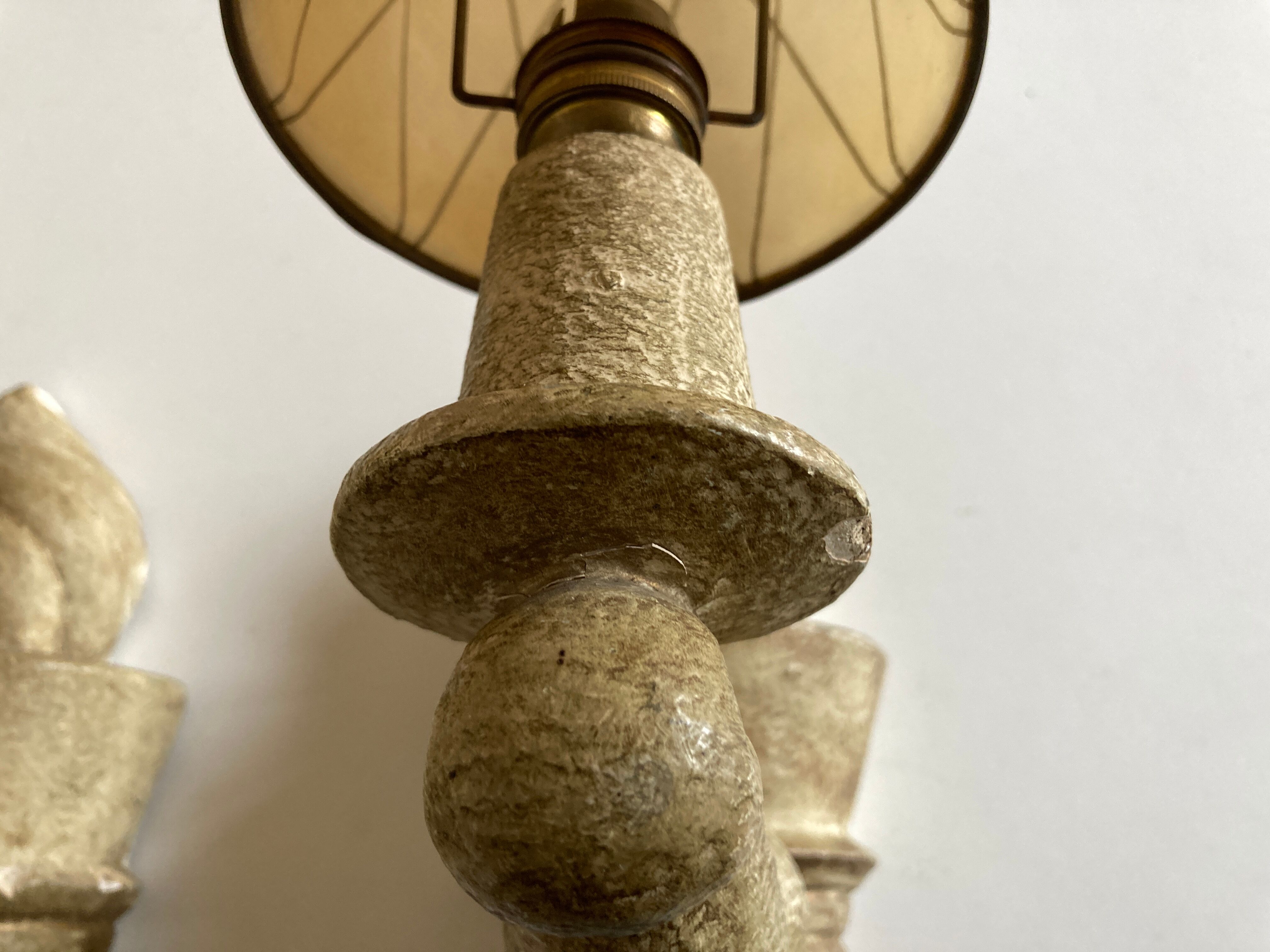 Pair of Arlus torchlight wall light in art deco plaster 1950