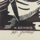 Lithograph print artist's proof signed Mr.Grimaud boat at dock