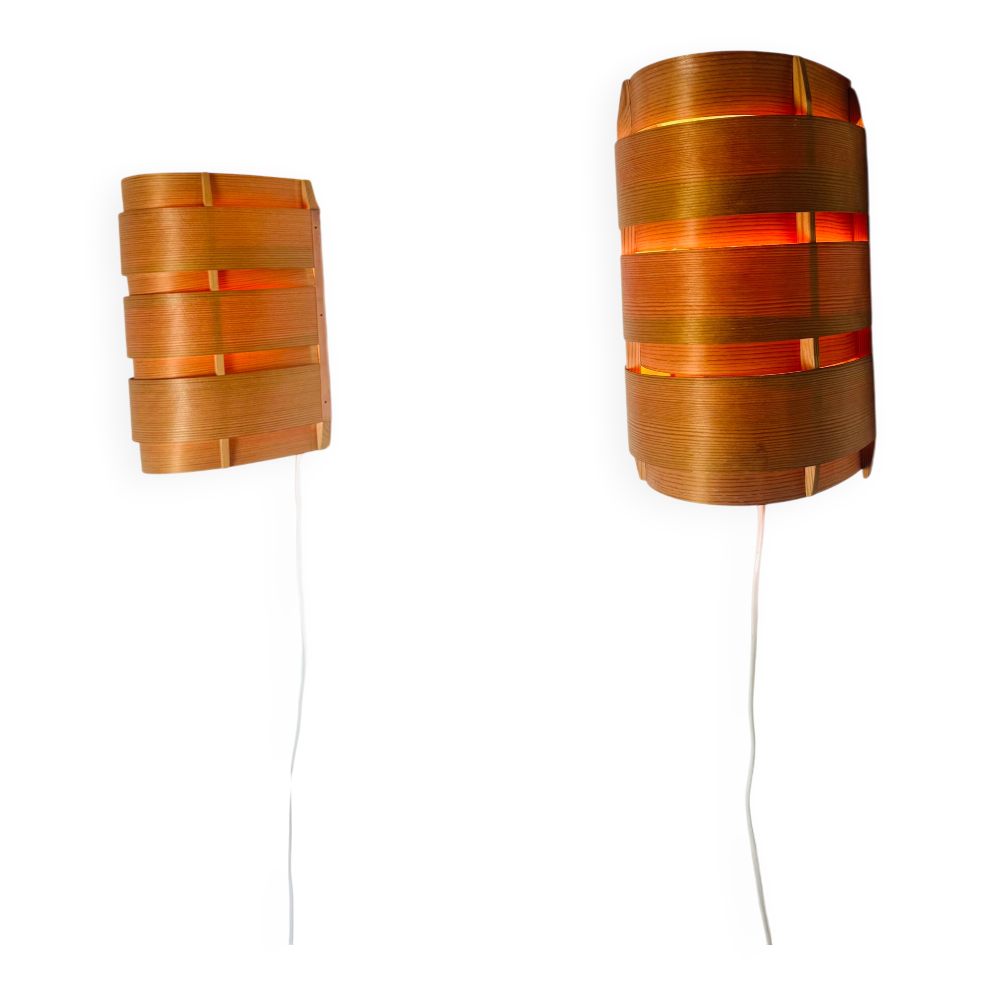 Model V155 Curved Pine Veneer Wall Lamps By Hans-Agne Jakobsson For Markaryd, Sweden 1960S
