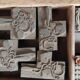 Printing cabinet 16 drawers with these lead letters