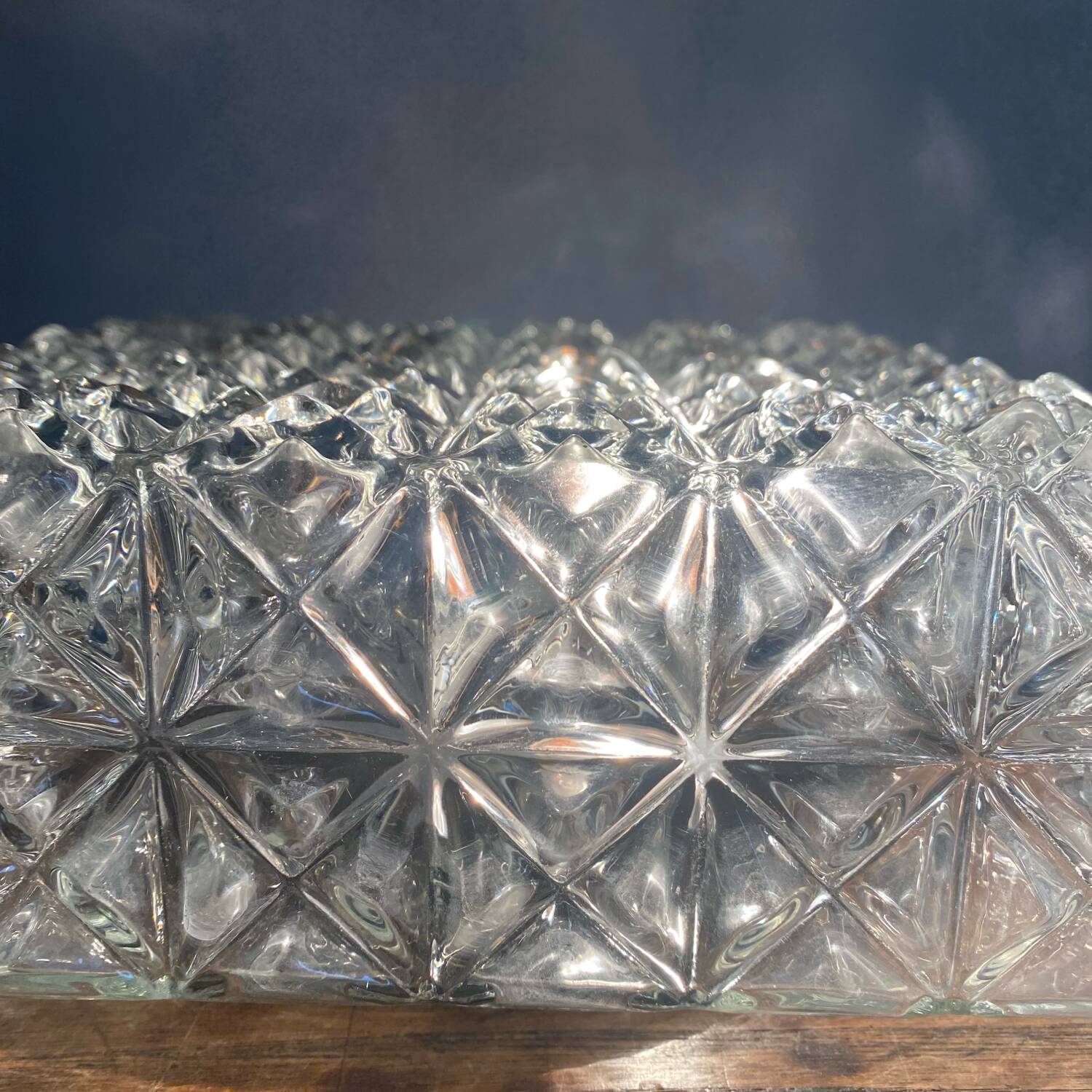 Vintage square molded glass ceiling light