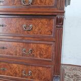 Commode Néo-Renaissance Henri II en loupe de noyer