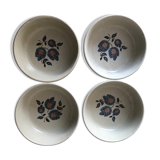 4 bowls hollow plates sandstone earthenware of Saint Amand floral decoration Sologne
