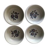 4 bowls hollow plates sandstone earthenware of Saint Amand floral decoration Sologne