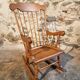 Vintage French Beech Rocking Chair – Mid-20th Century Windsor Style