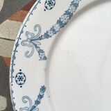 Together six dinner plates old mismatched bluish green.