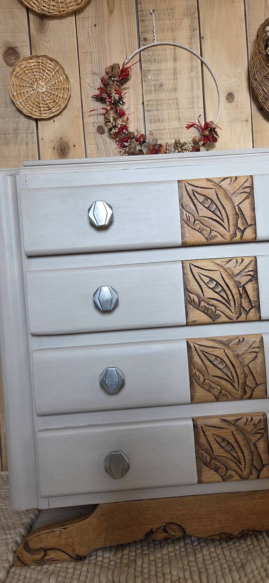Art Deco chest of drawers with mustache feet
