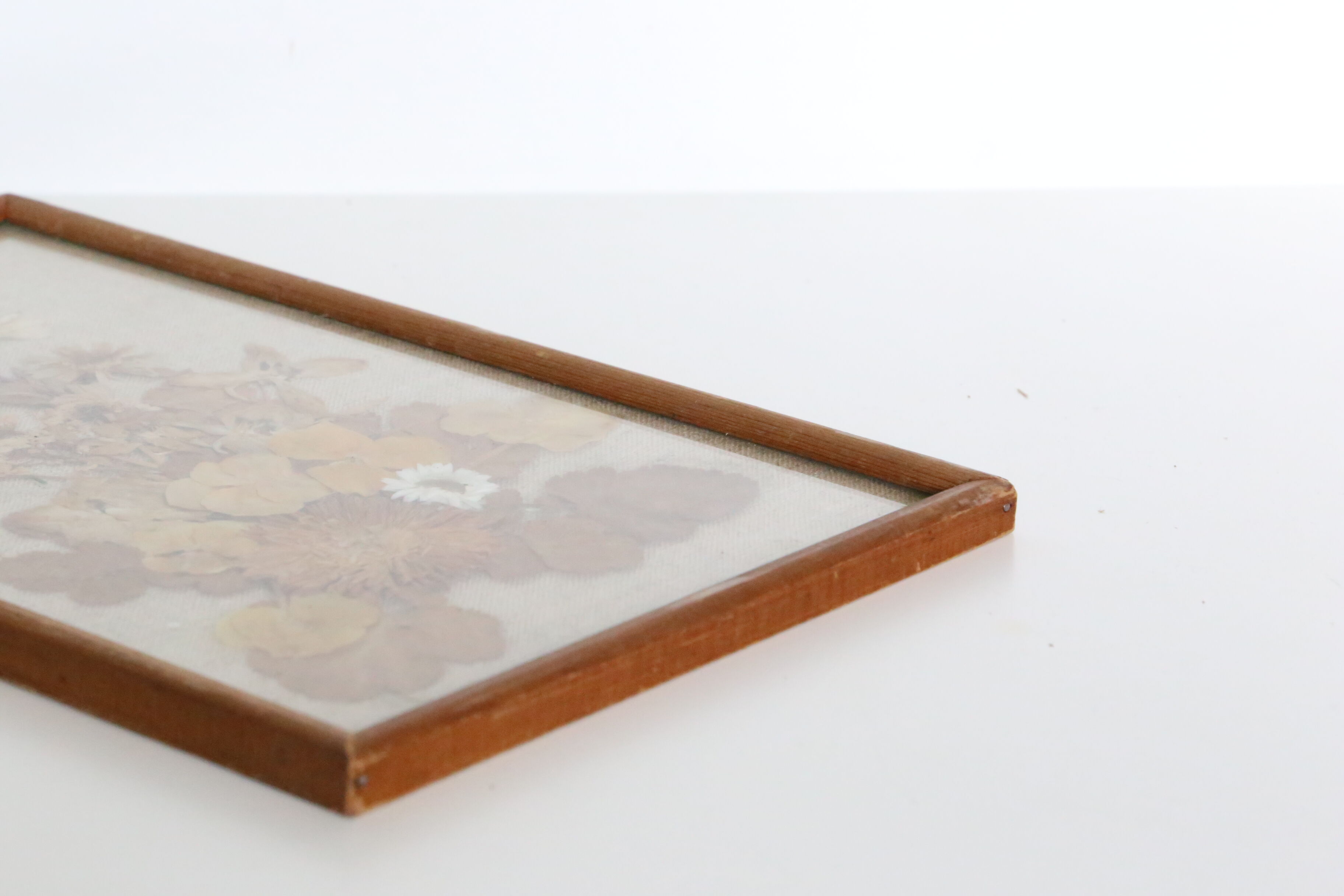 Nice table of dried flowers on beige linen