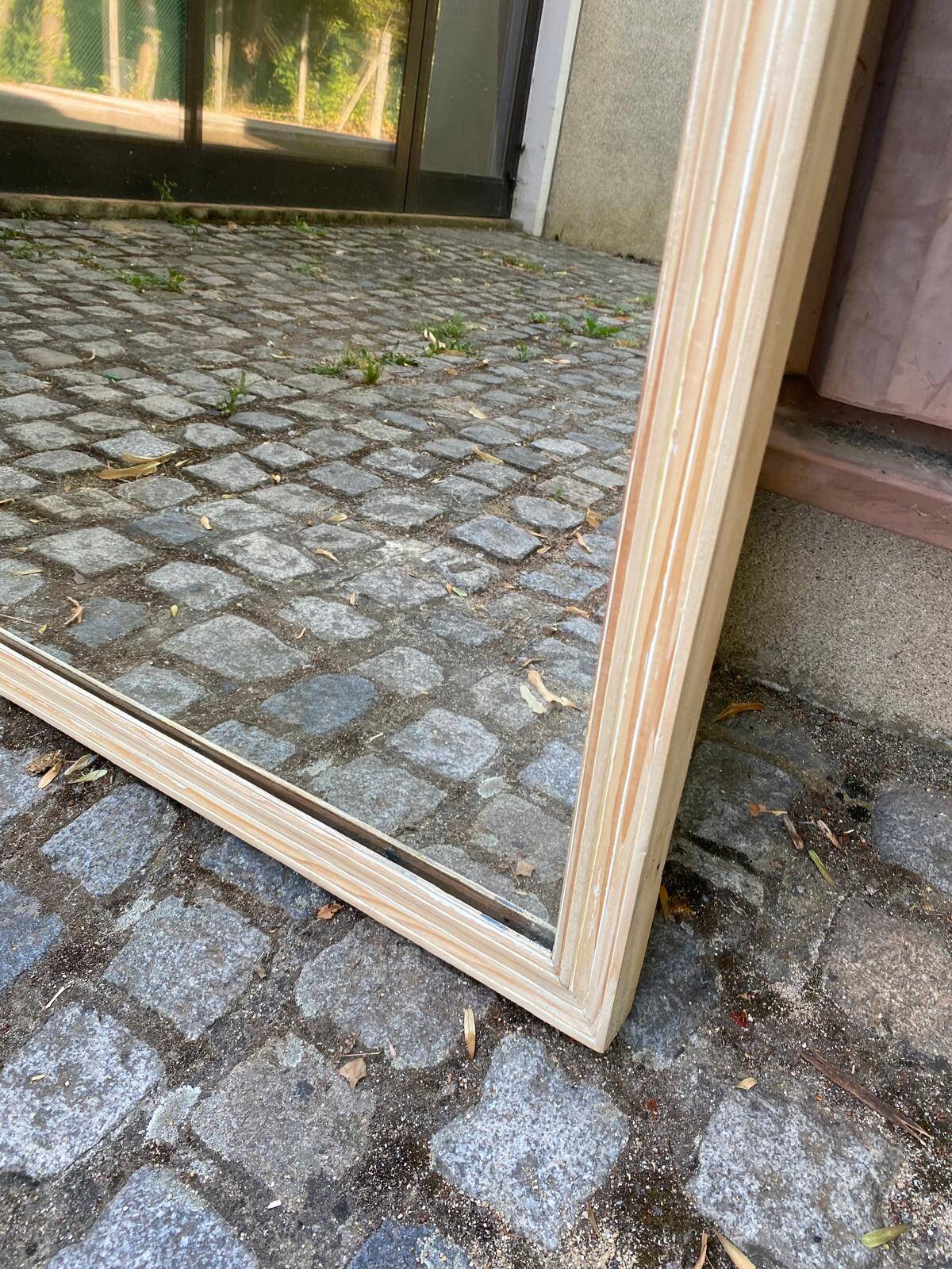 Authentic 19th-century brasserie mirror renovated in solid wood 180x85.