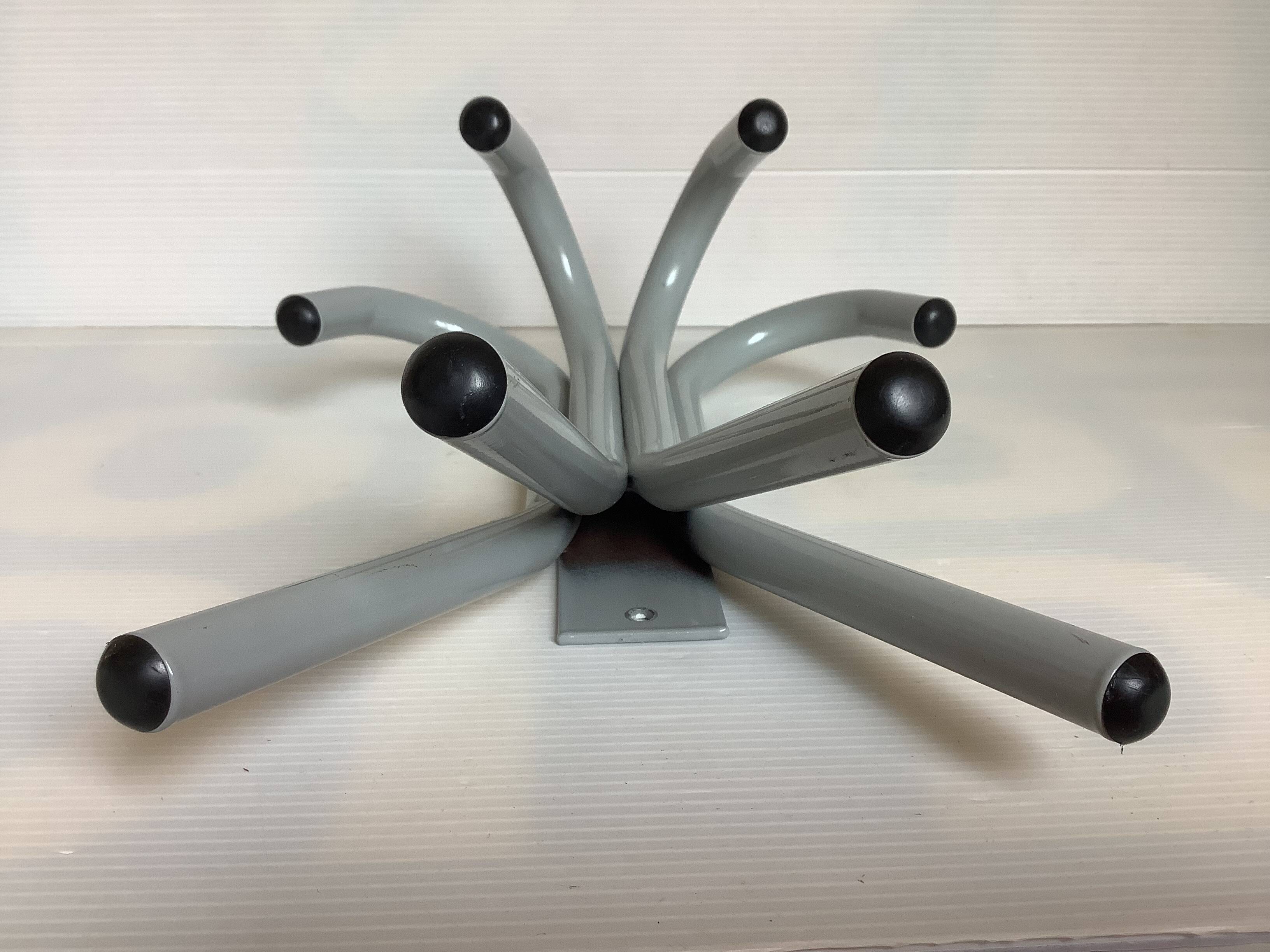 Industrial coat rack with eight hooks