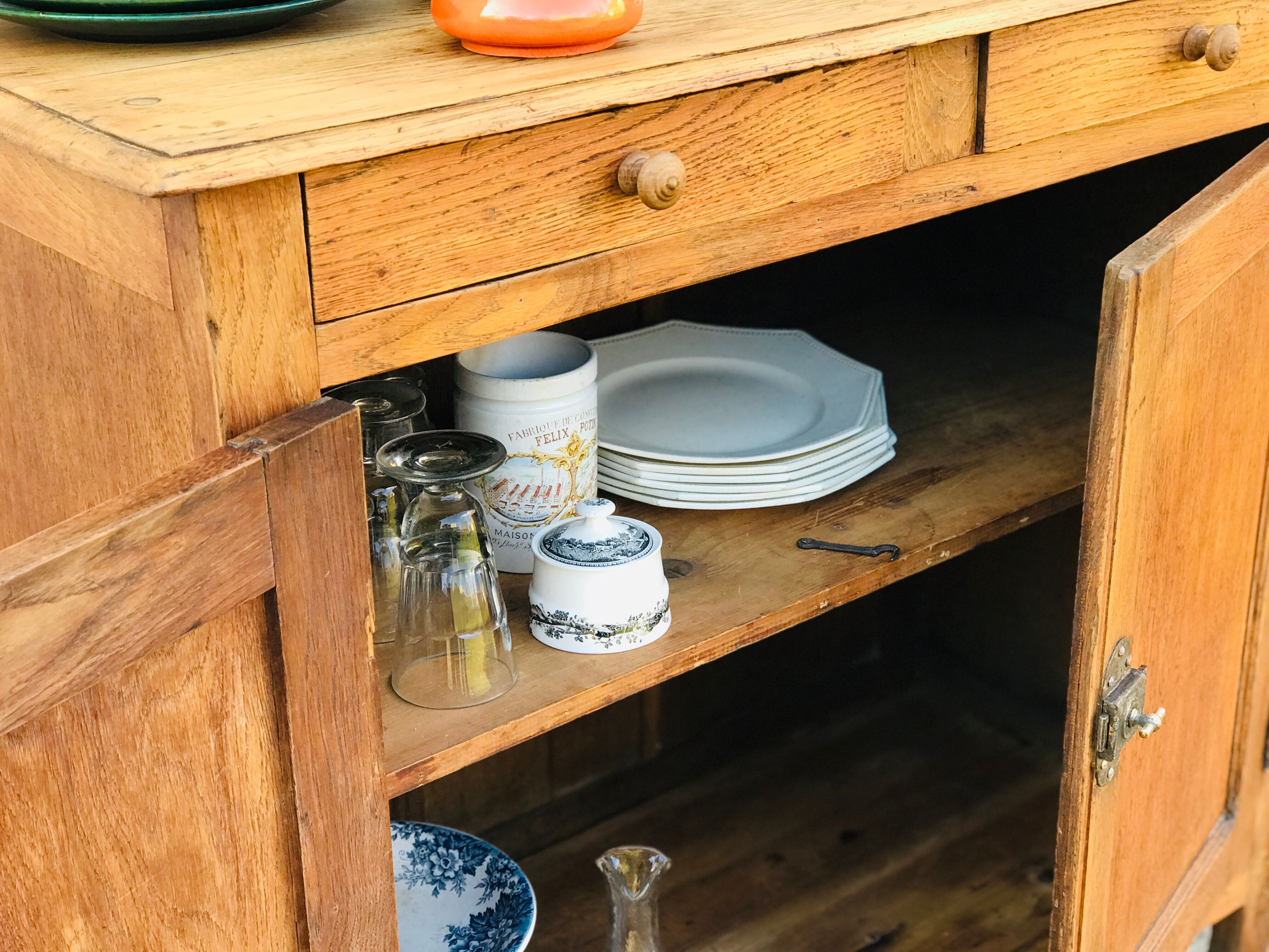 Vintage Parisian sideboard in natural oak