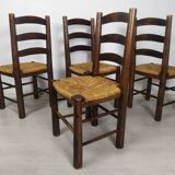 4 brutalist straw chairs