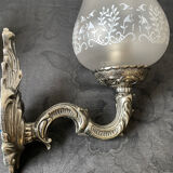 Pair of frosted glass globe wall lights from the early 20th century
