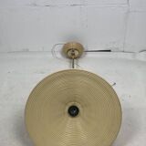 Telescopic brass and pencil reed rattan bamboo hanging pendant lamp, Italy 1970s