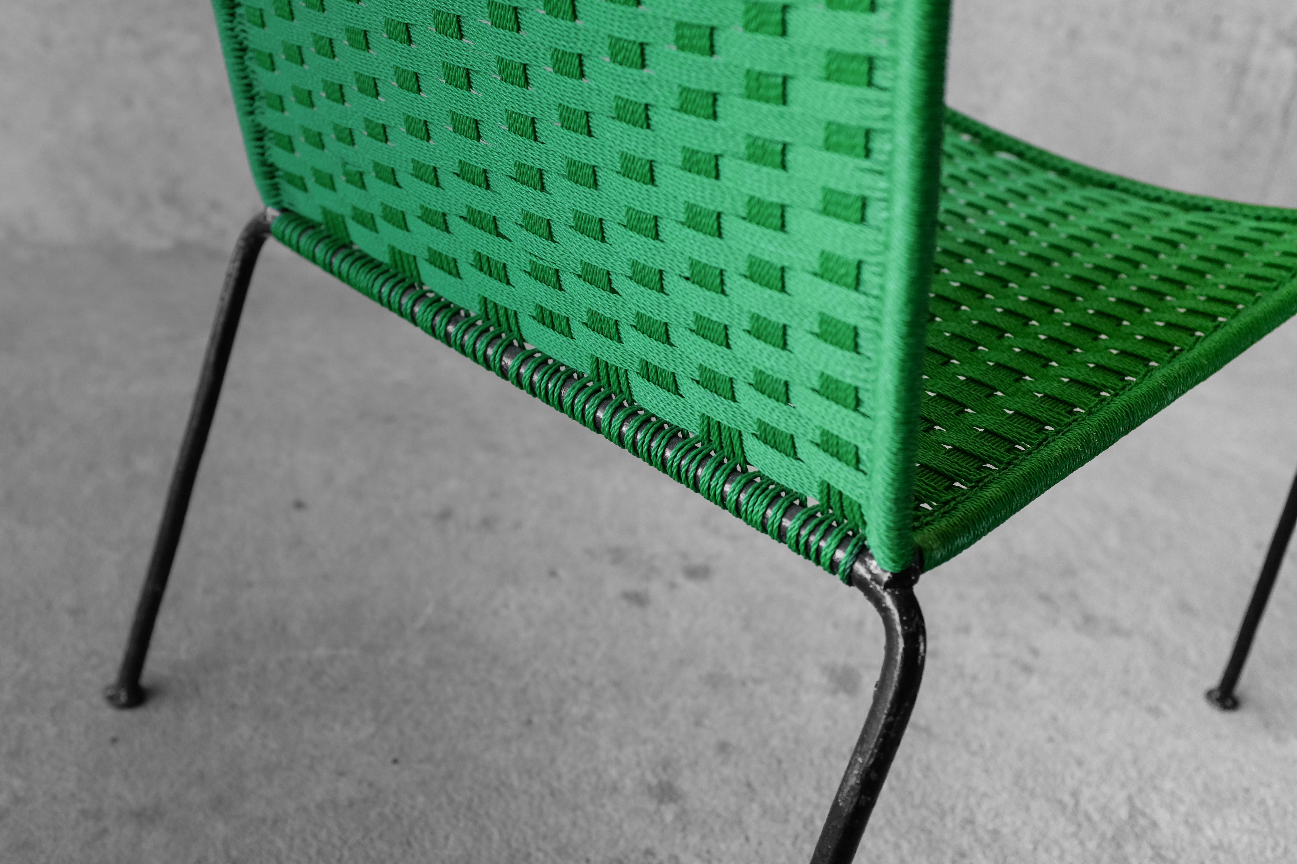 Armchair metal structure and green ropes 1960
