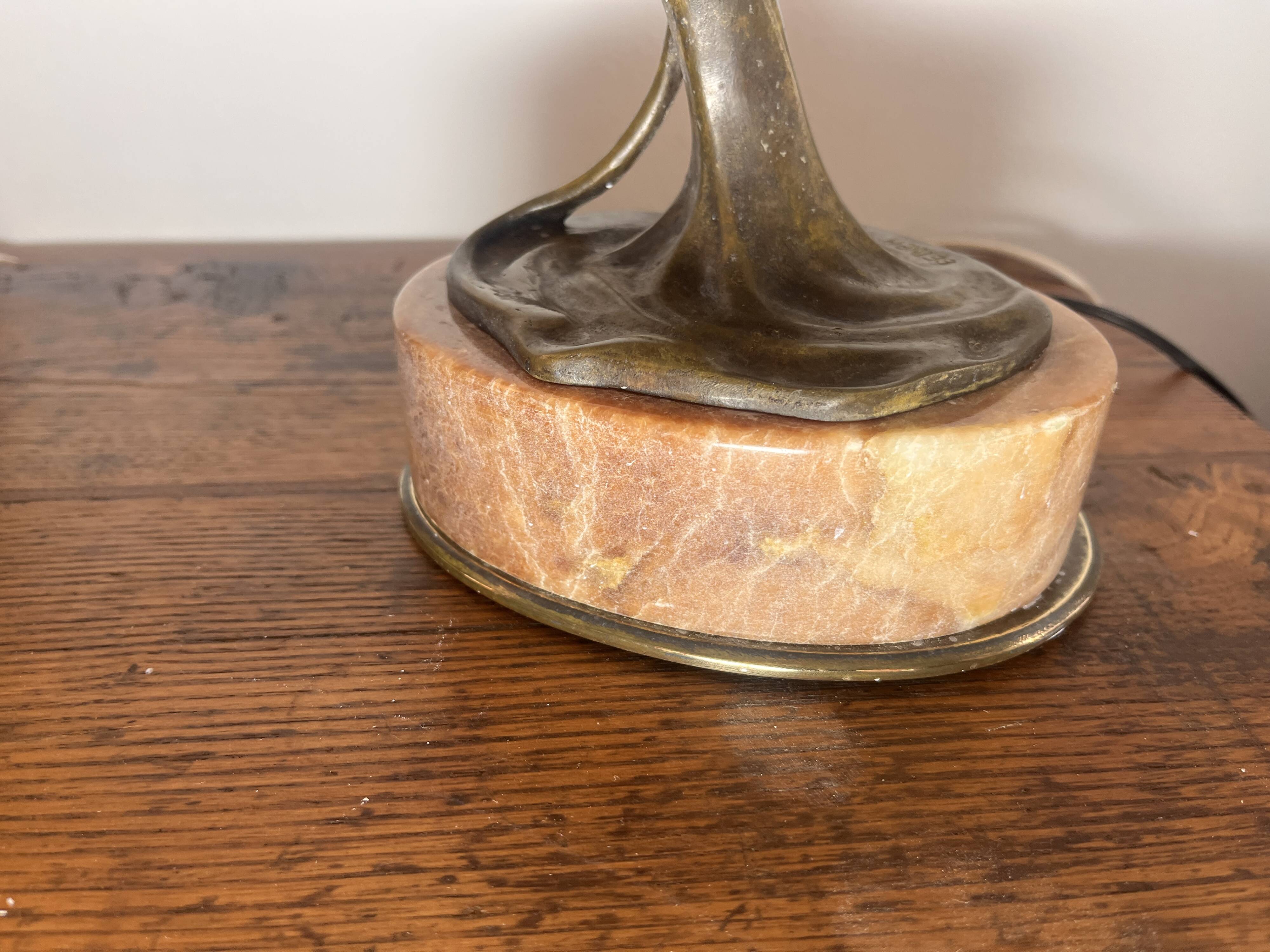 Bronze Art Nouveau lamp