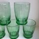 Set of 5 green art deco water glasses 30s-40s