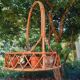 60s rattan hanging planter