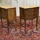 Pair of bedside tables in Louis XV style made of rosewood, oak, and marble top.