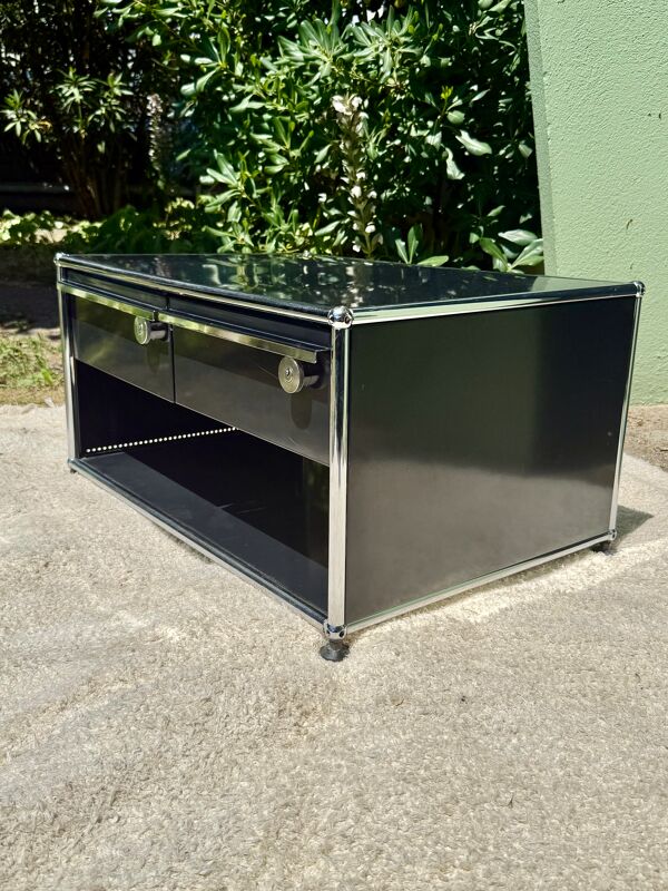 Meuble USM Haller Noir – Table de chevet / Meuble TV / table basse