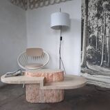 Table basse placage de travertin Magnussen Ponte