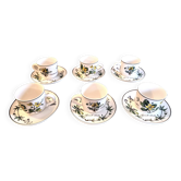 Série de 6 tasses à café et sous-tasses Villeroy & Boch, vintage, Botanica