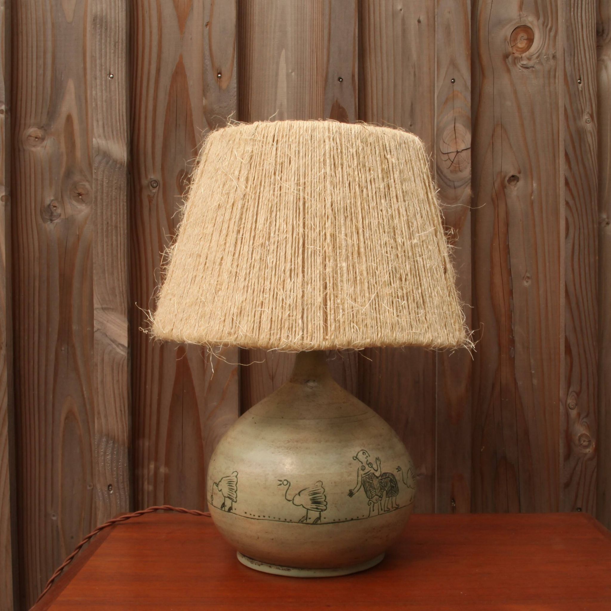 Lampe en céramique Jacques Blin modèle aux oiseaux