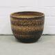 vintage ceramic brown brutalist flower pot large