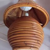 Pair of bamboo lamps and cannage