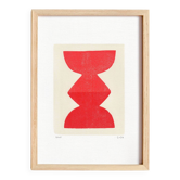Peinture abstraite sur papier totem rouge signée Eawy