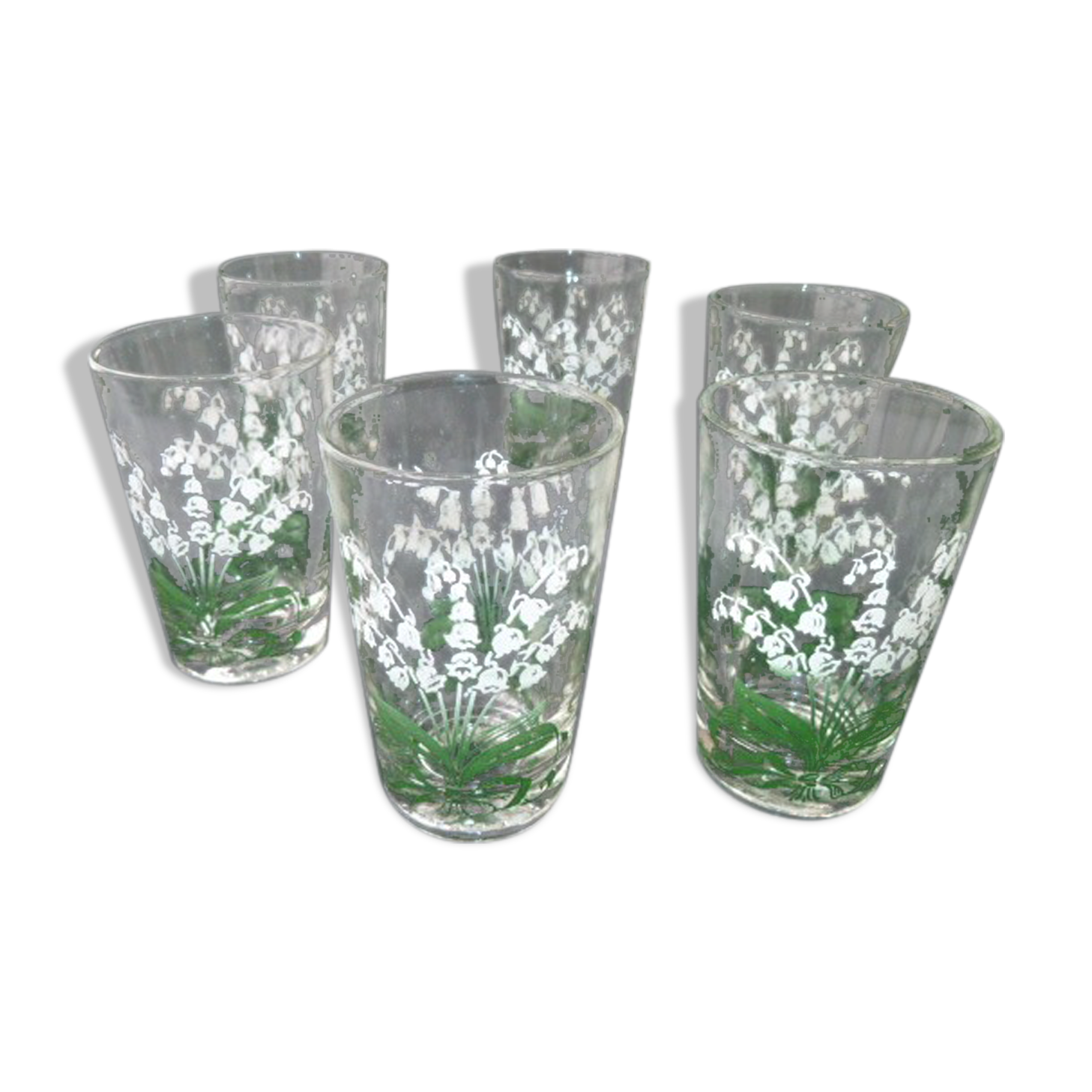 Set of 6 silkscreened cup glasses Souchon Neveusel