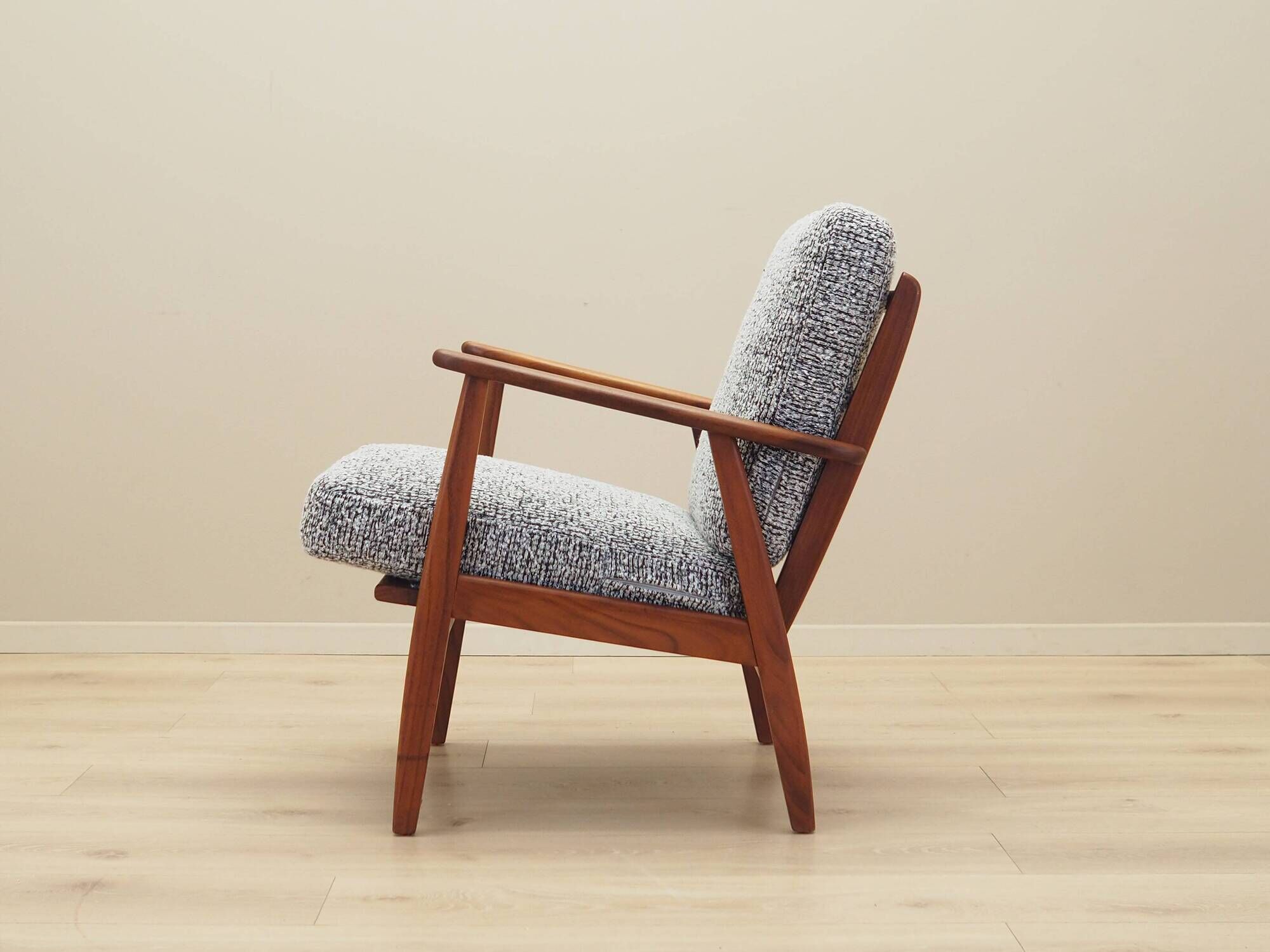 Danish armchair in wood and fabric, 1970s