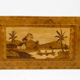 African Midcentury coffee table in inlaid wood, circa 1960