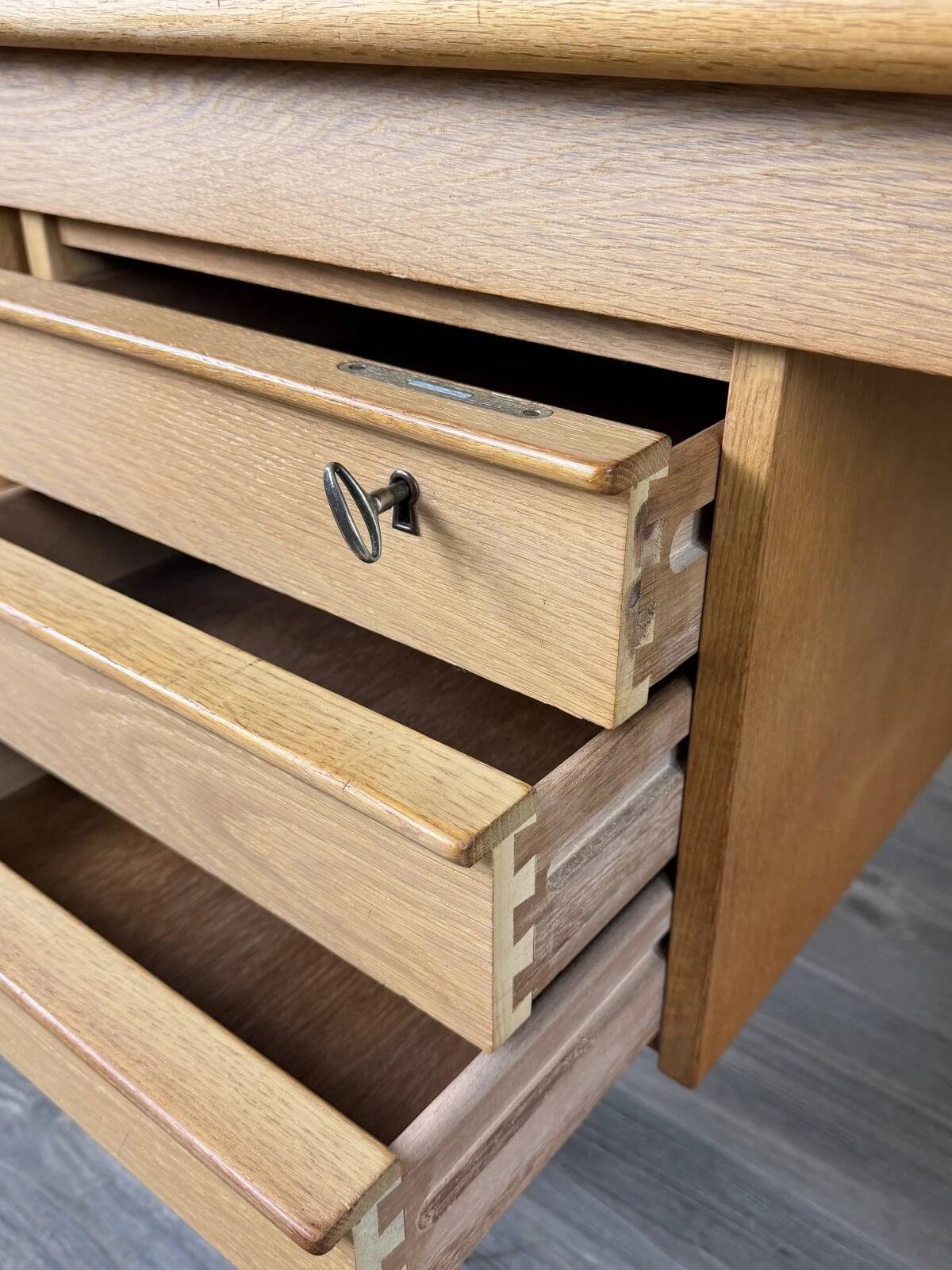 1960s 1970s Oak Writing Desk Sliding Top by Peter Løvig Nielsen for Løvig