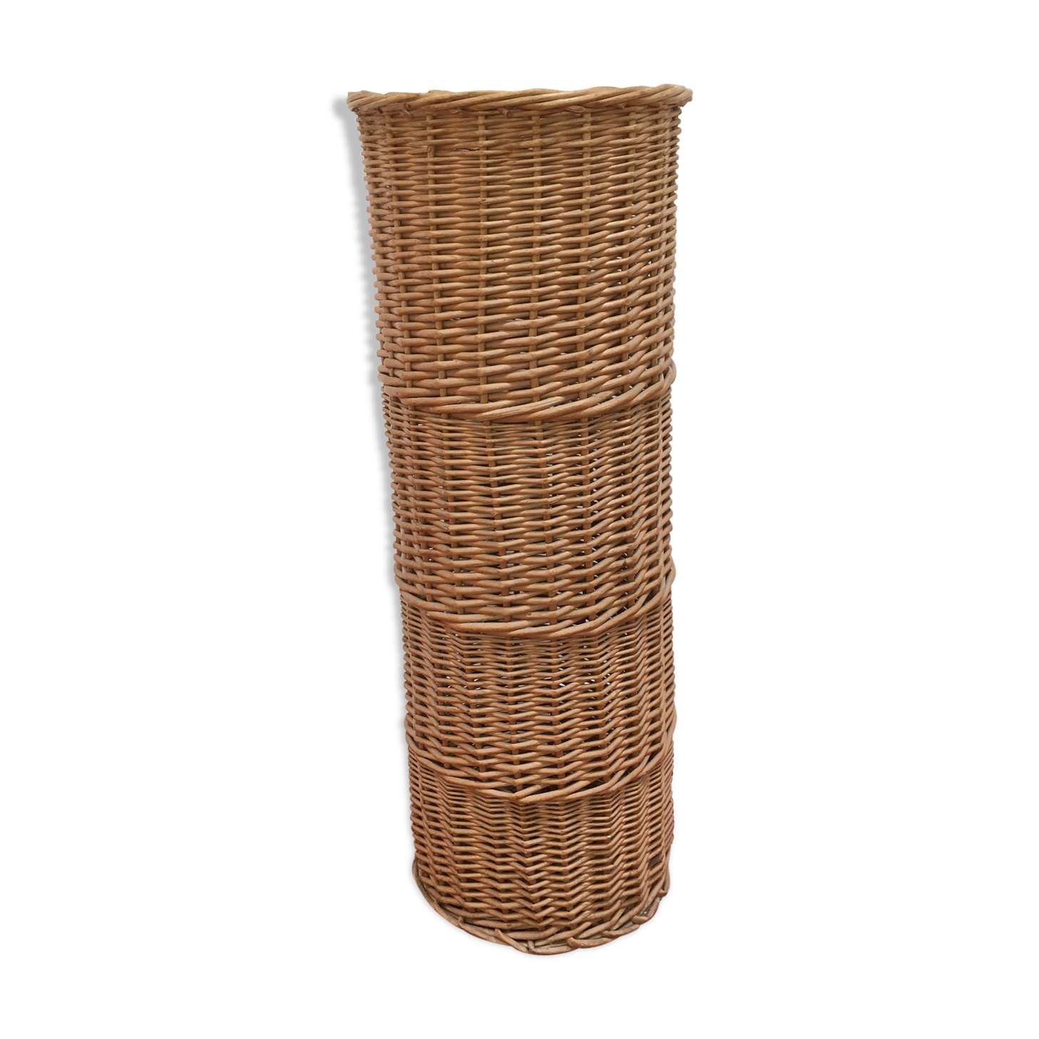 Vintage umbrella holder in wicker rattan