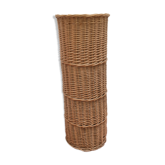 Vintage umbrella holder in wicker rattan