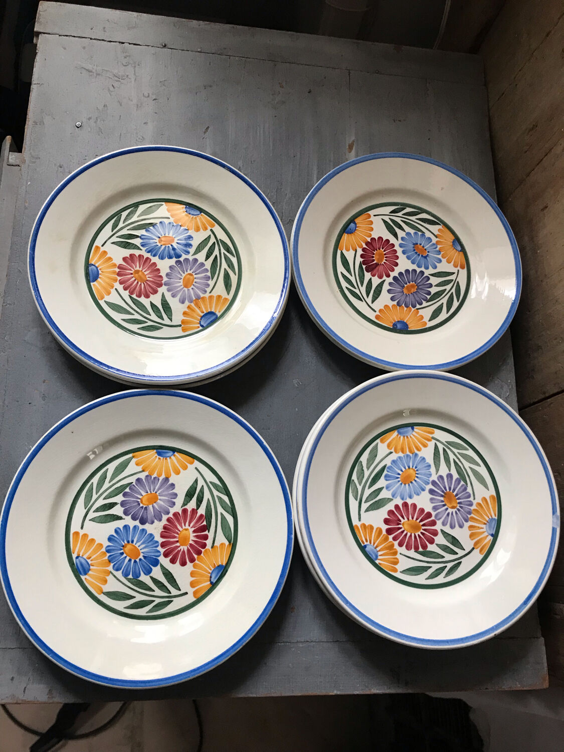 Set of 12 floral plates