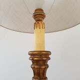 Golden wood column floor lamp