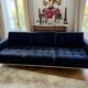 Three-seater sofa Florence Knoll navy blue velvet